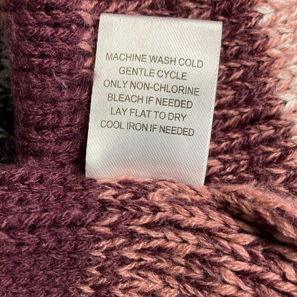 Long Pink Gray Knit Sherpa Hooded Cardigan, Size XL - Picture 14 of 15